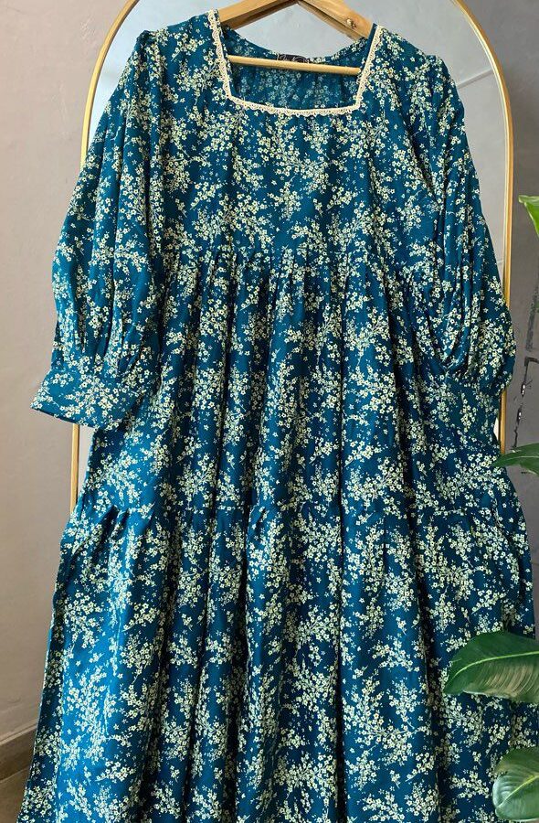 teal floral maxi lawn