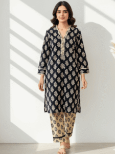 Home bare black floral suit khaddar free delivery