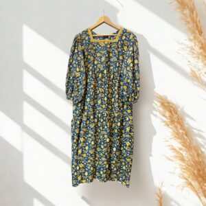 Home blue floral maxi khaddar