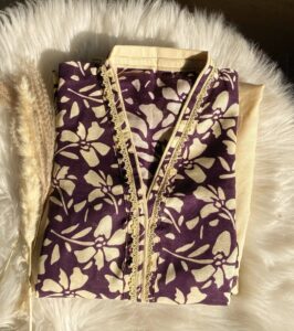 violet floral suit khaddar